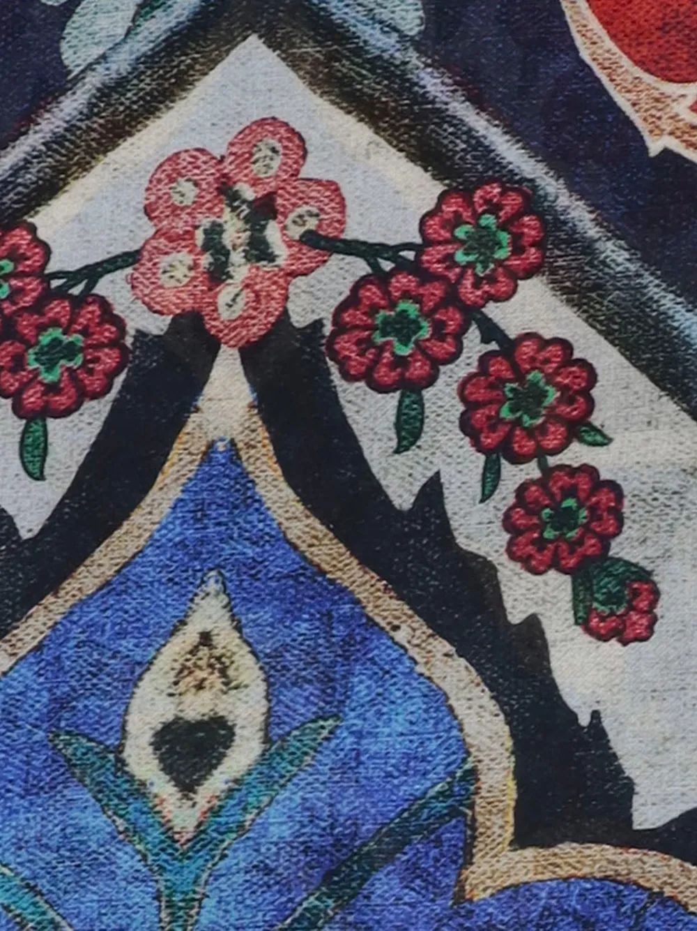 Faliero Sarti Sjaal met bloemenprint en franje Blauw