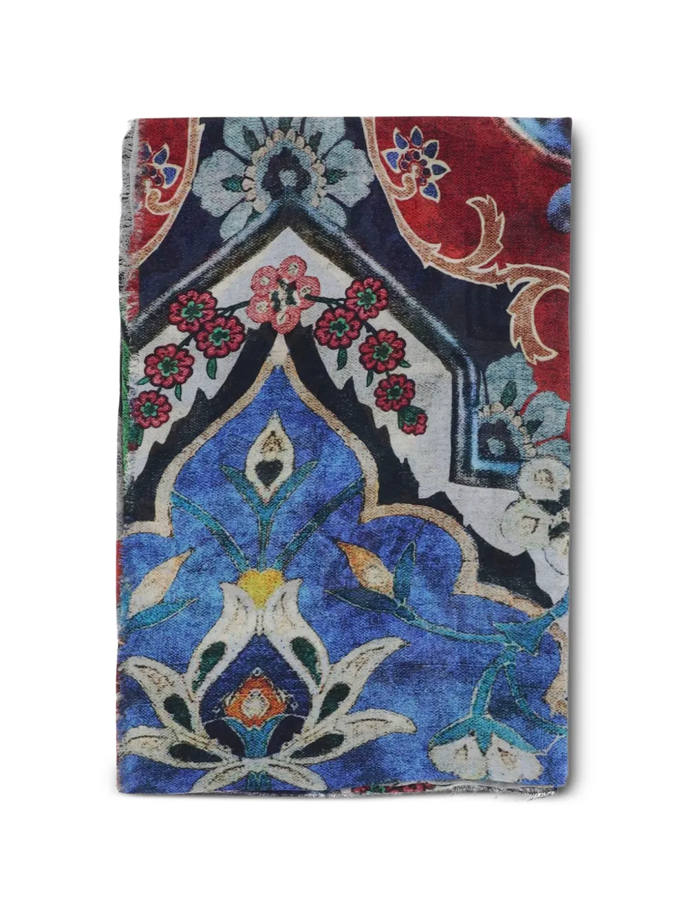 Faliero Sarti floral-print fringed scarf - Blu