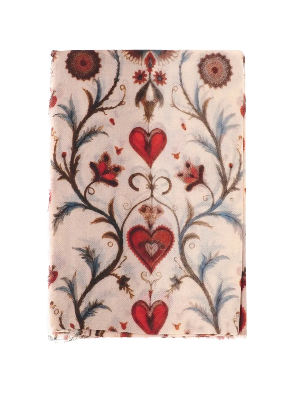 Faliero Sarti heart-print fringed scarf - Toni neutri