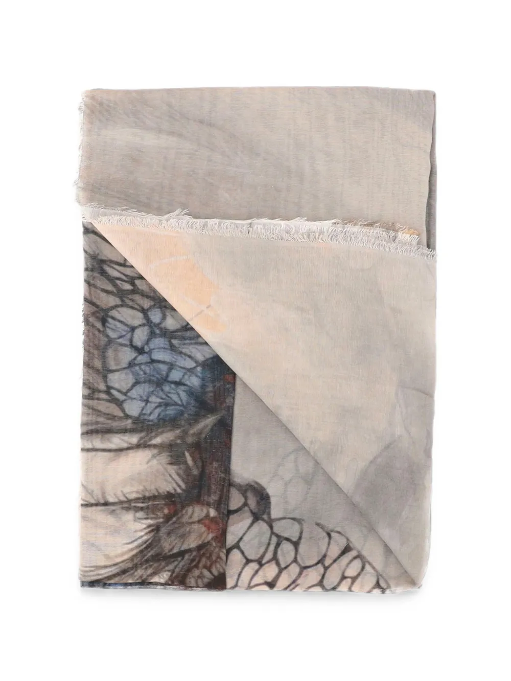 Faliero Sarti patterned fringed scarf - Toni neutri