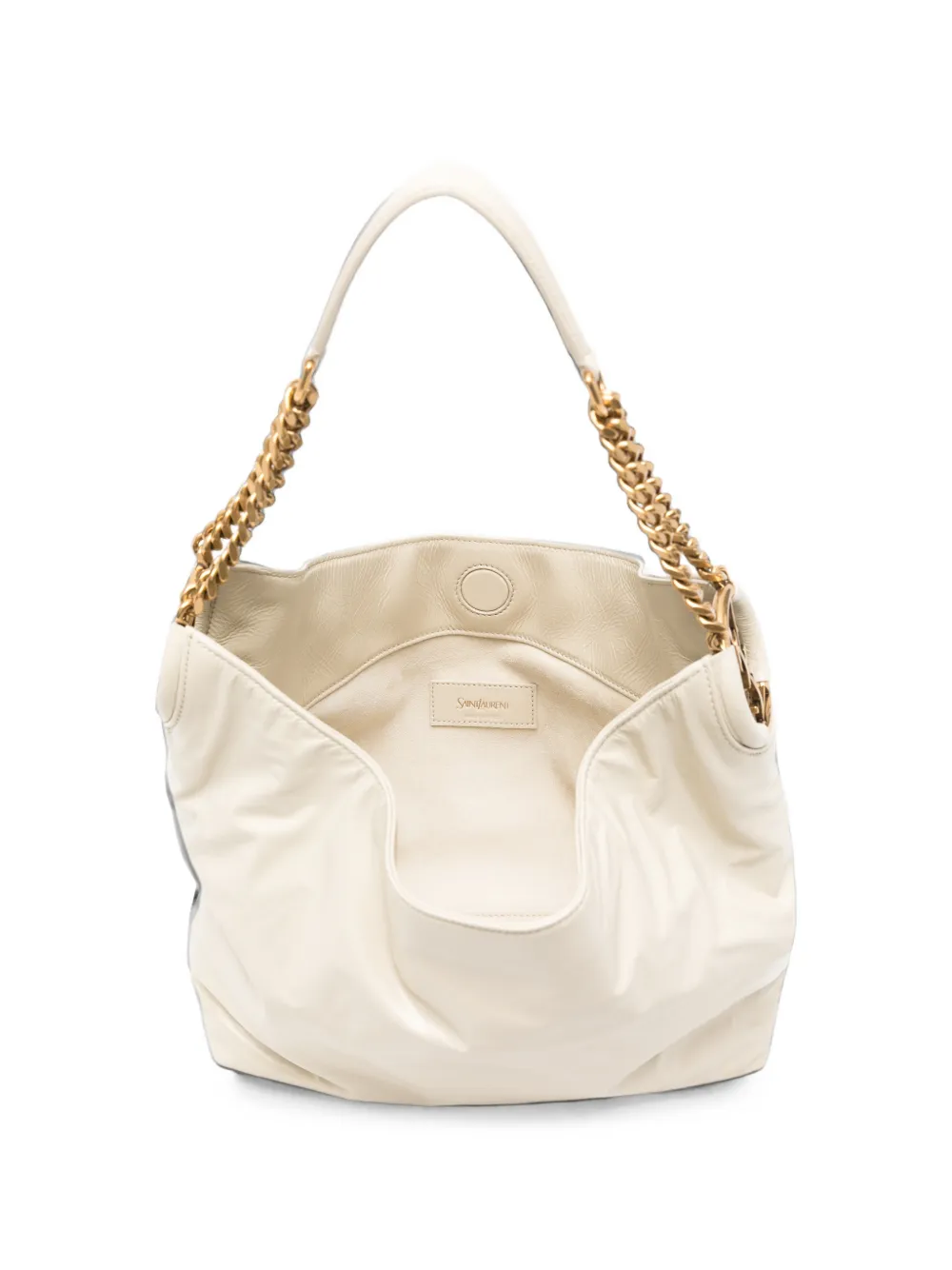 Saint Laurent Kleine Hortense schoudertas met ketting Beige