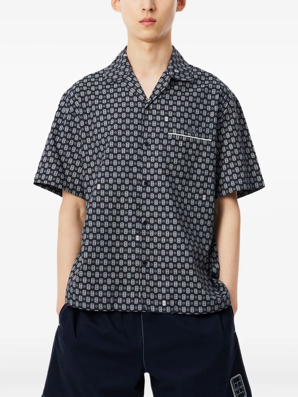 Lacoste Ruimvallend overhemd met campkraag Blauw