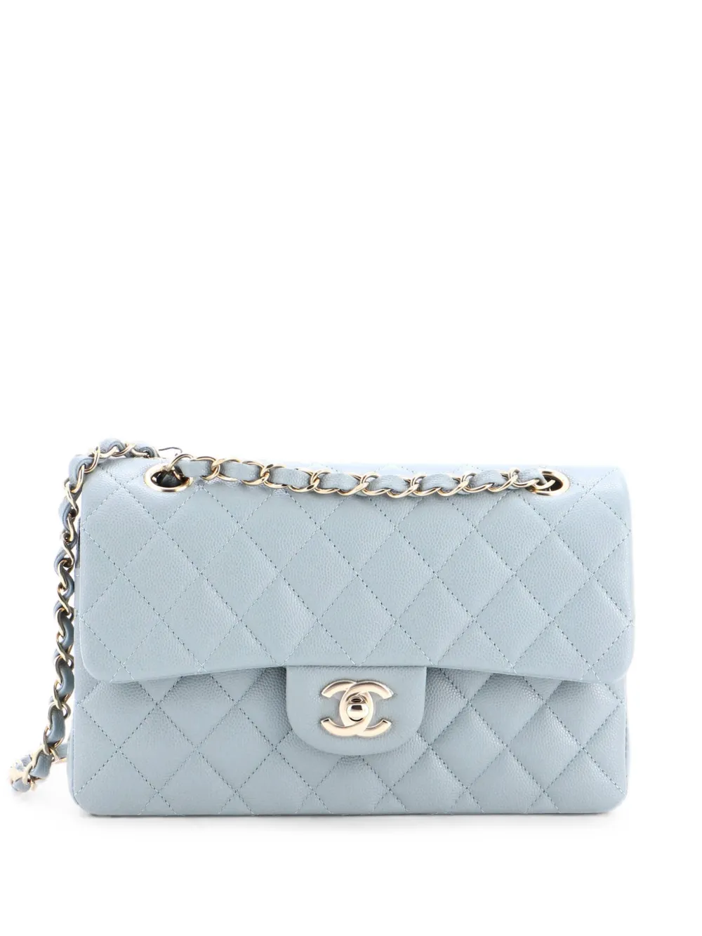 CHANEL Pre-Owned Borsa a spalla Classic Double Flap maxi in pelle Caviar trapuntata - Grigio