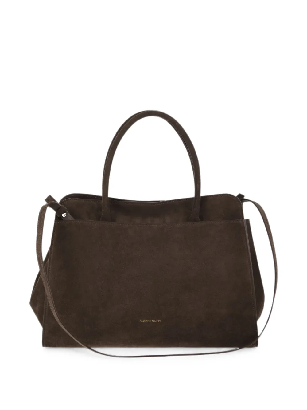 Fabiana Filippi Grote suède shopper met draaislot Bruin