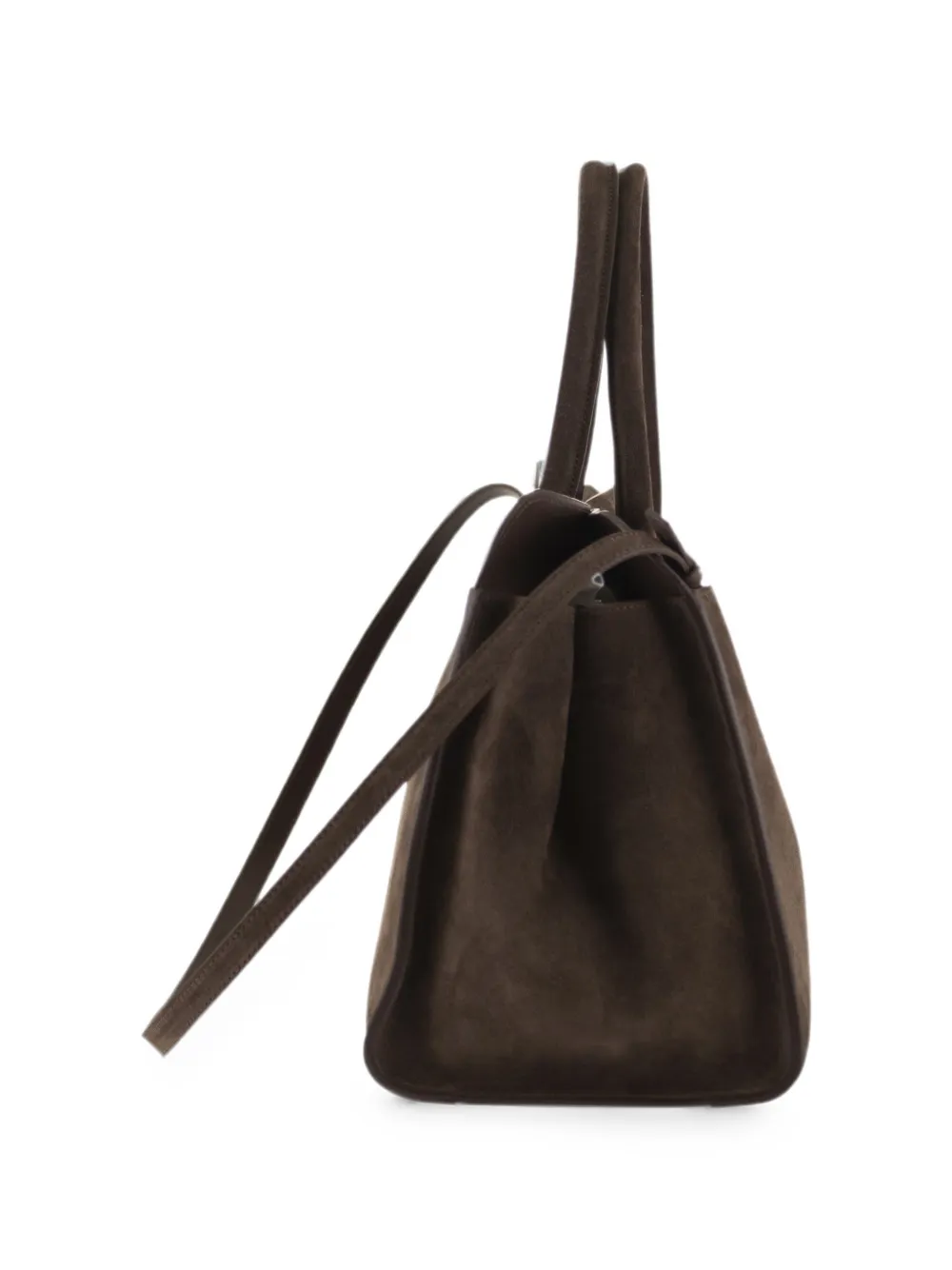 Fabiana Filippi Grote suède shopper met draaislot Bruin
