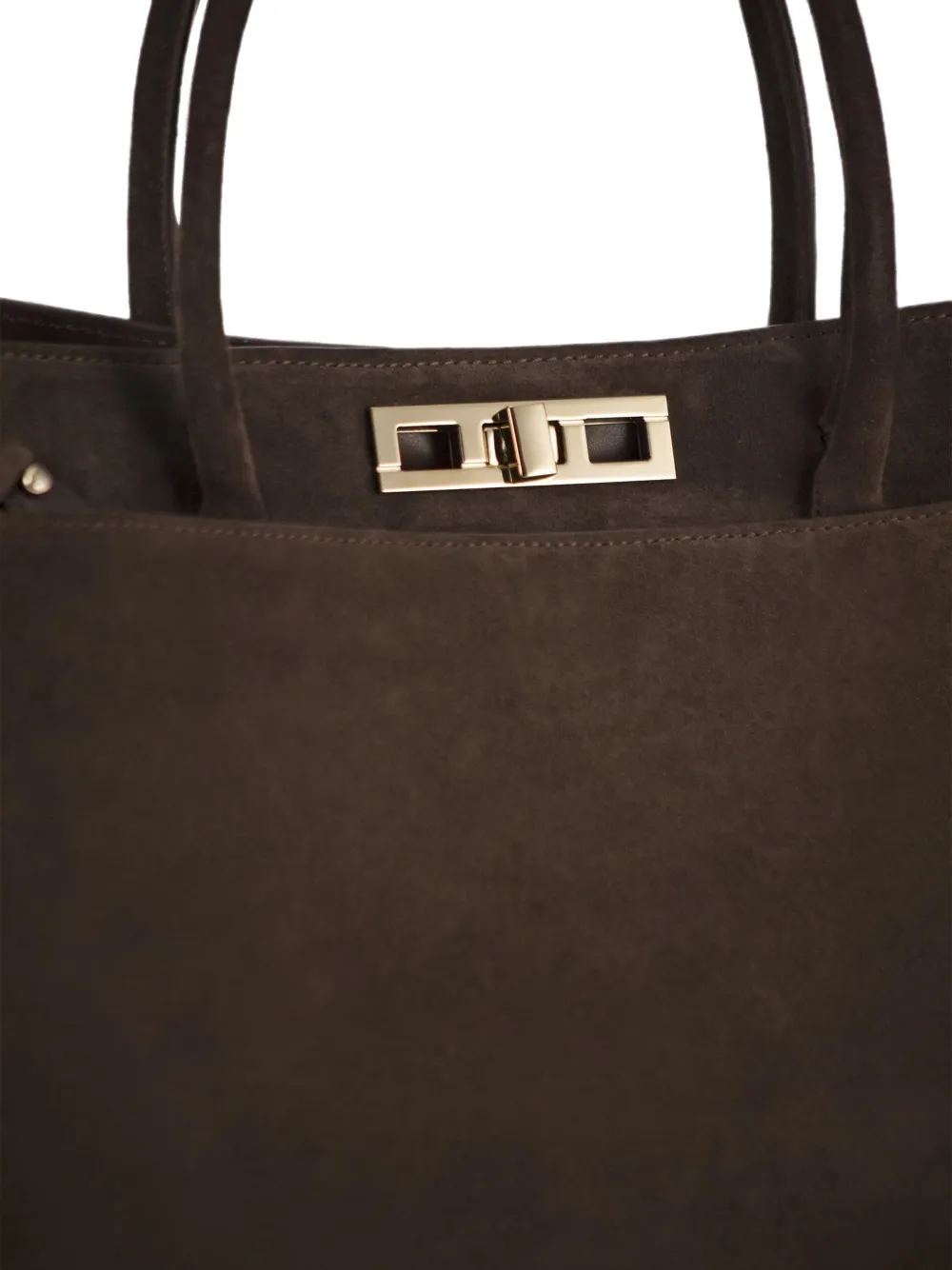 Fabiana Filippi Grote suède shopper met draaislot Bruin