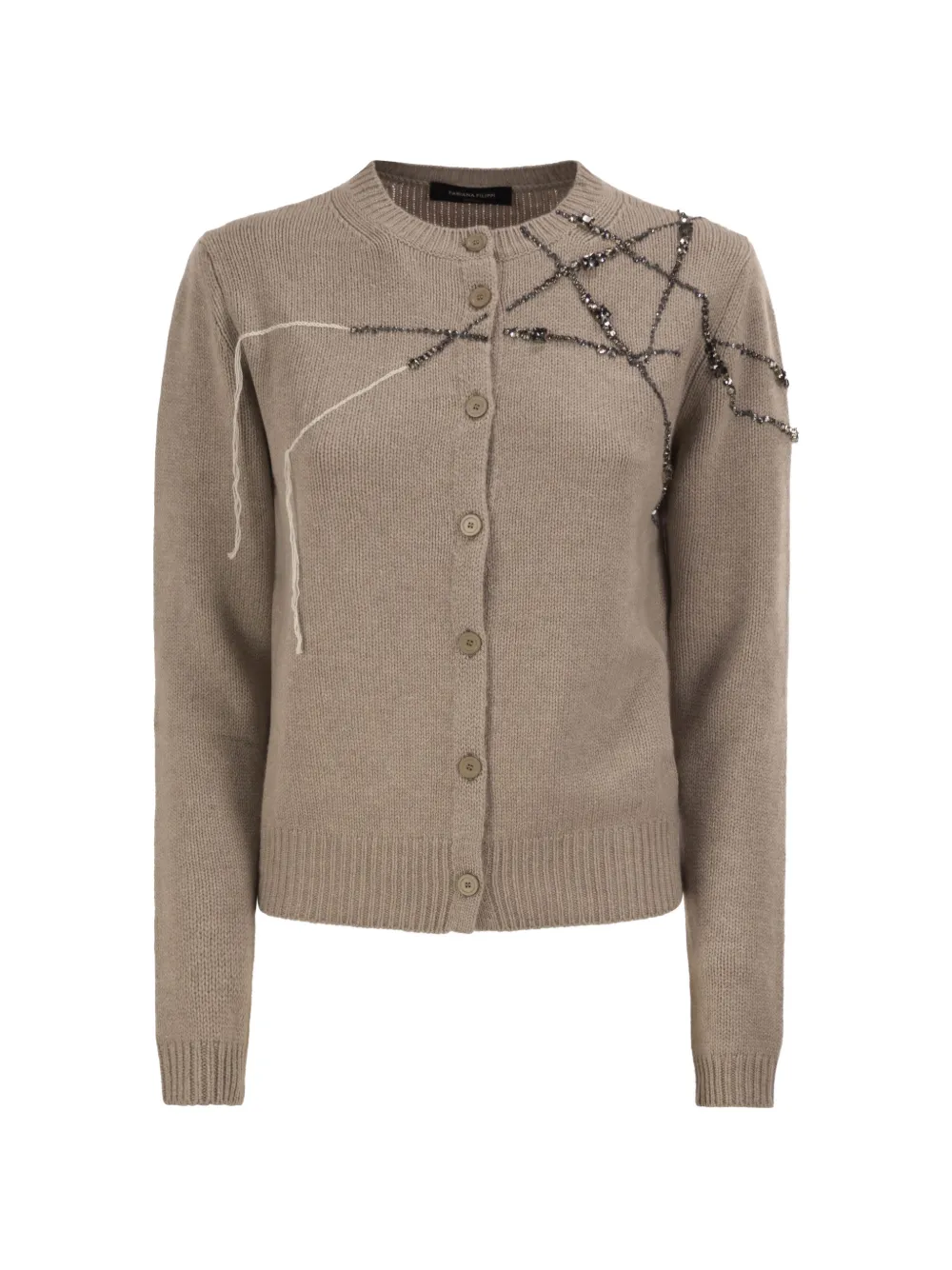 Fabiana Filippi crystal-embellished embroidered cardigan - Marrone