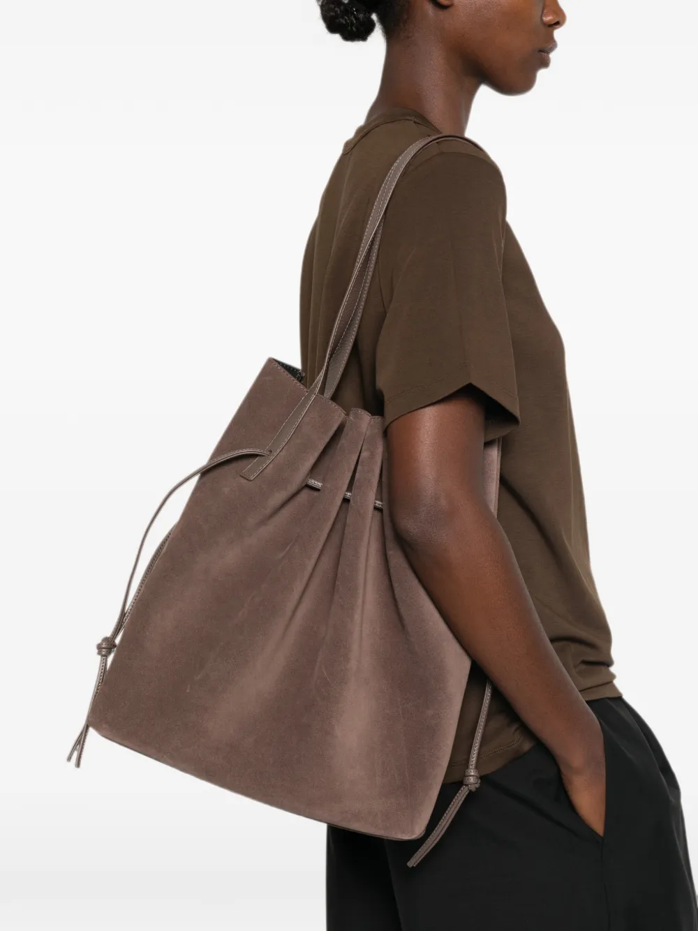 Yuzefi Scallop shopper met trekkoord Bruin