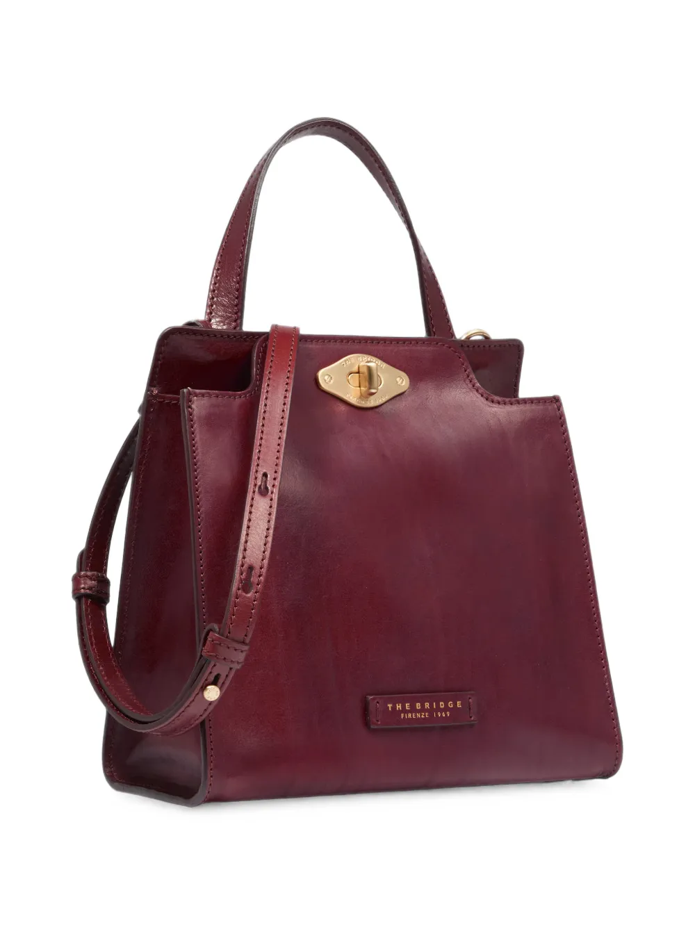 The Bridge Story Donna leren shopper met draaislot Rood
