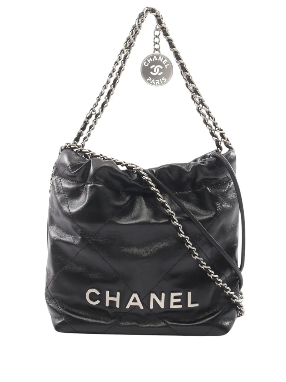 CHANEL Pre-Owned Borsa a tracolla Shiny 22 mini in pelle di vitello 2021-2065 - Nero