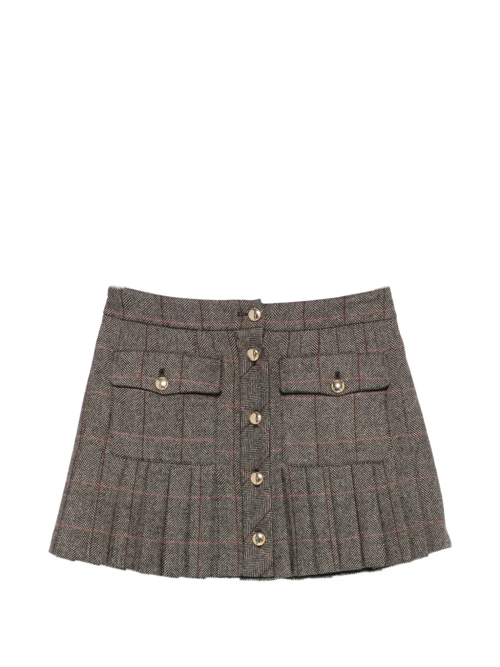 Maje check-pattern mini pleated skirt - Marrone