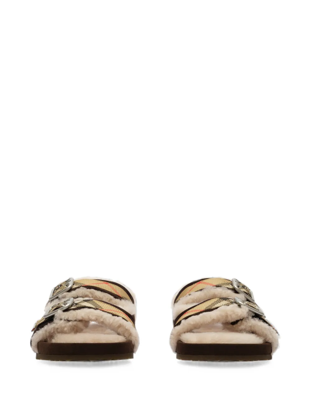 Burberry Check shearling Urchin sandals Bruin