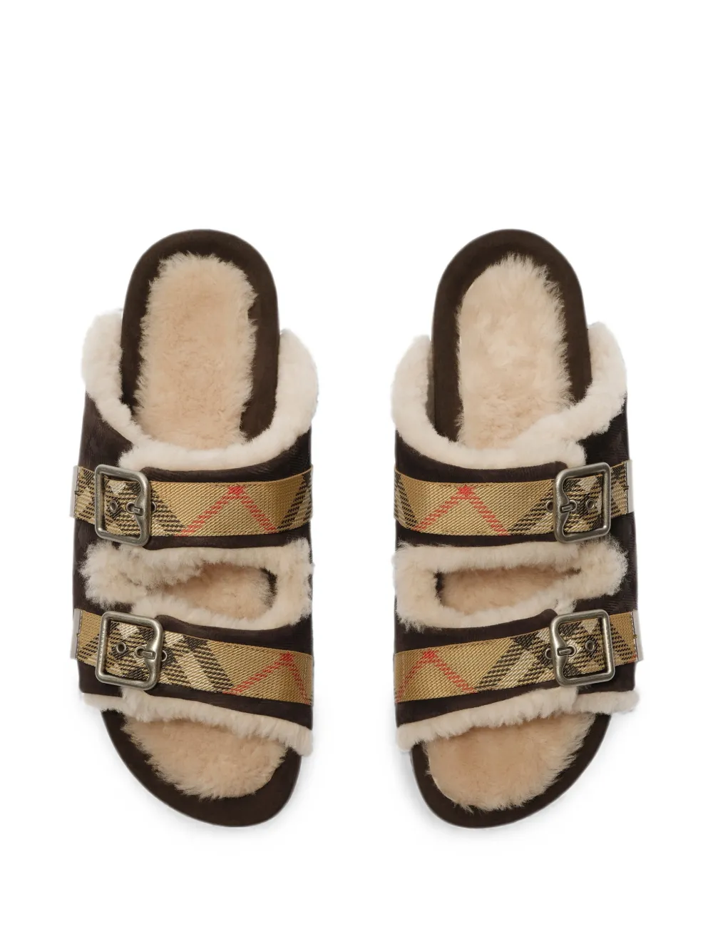 Burberry Check shearling Urchin sandals Bruin