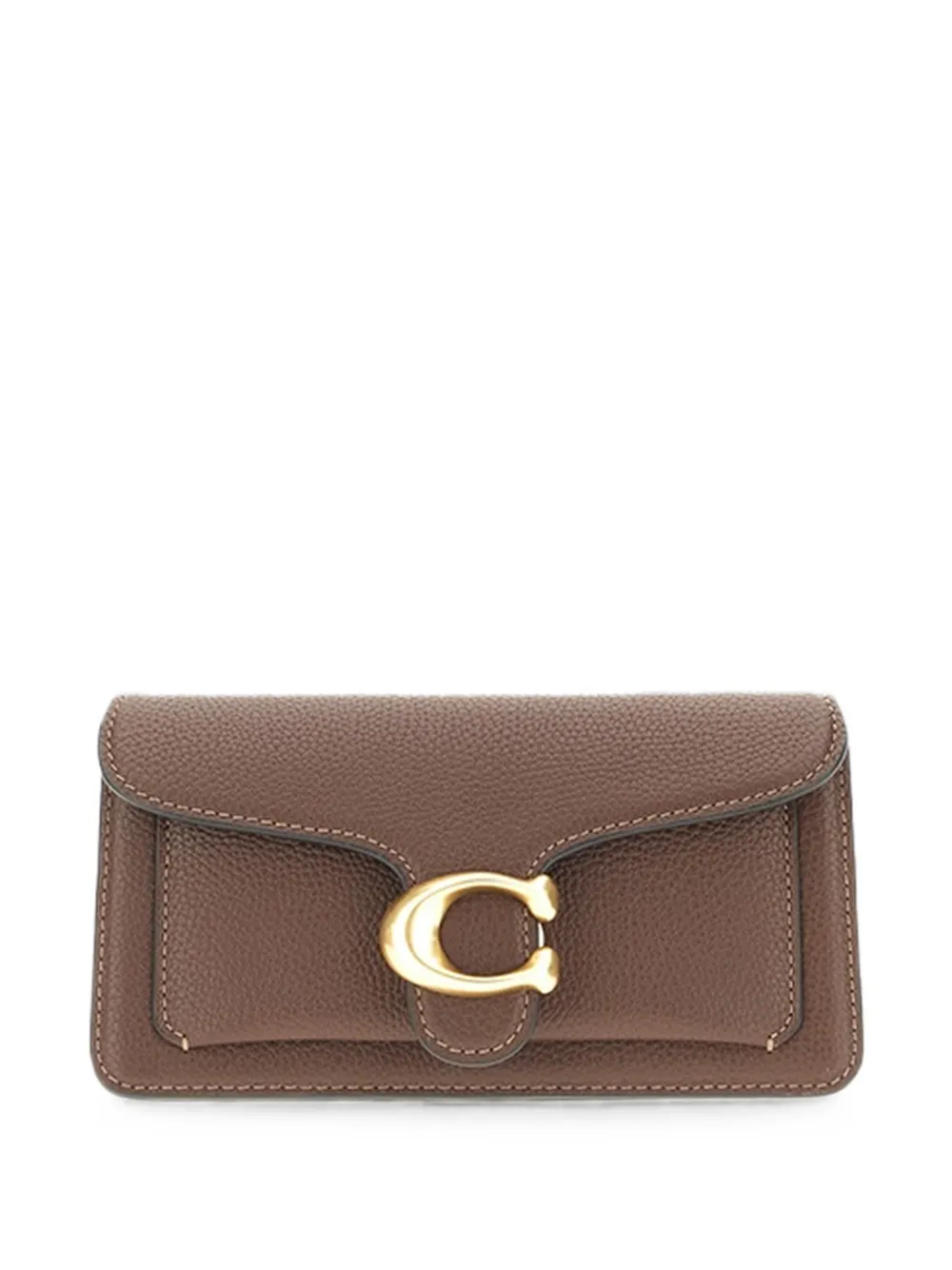 Coach logo-plaque pebbled-leather shoulder bag - Brown