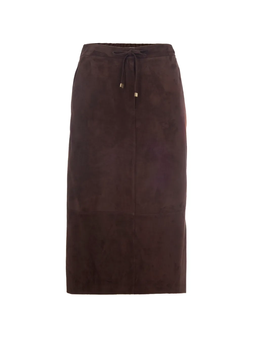 's Max Mara Drawstring-waist Suede Midi Skirt In Brown