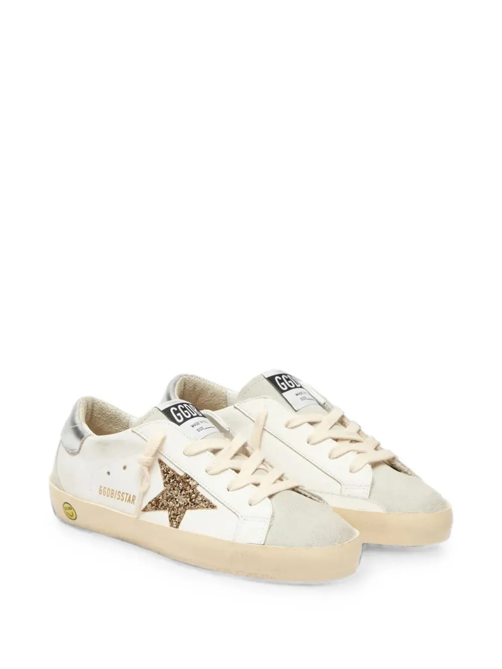Golden Goose Kids Super-Star glitter-patch sneakers Wit