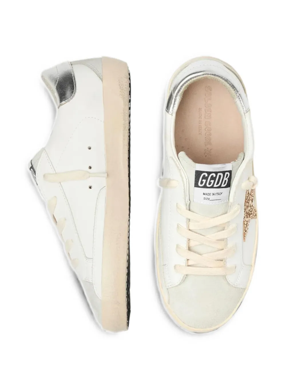 Golden Goose Kids Super-Star glitter-patch sneakers Wit