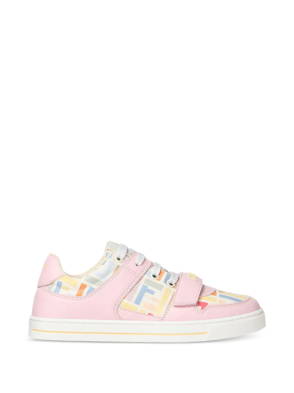 Fendi Kids Sneakers met klittenband en FF-logo Roze