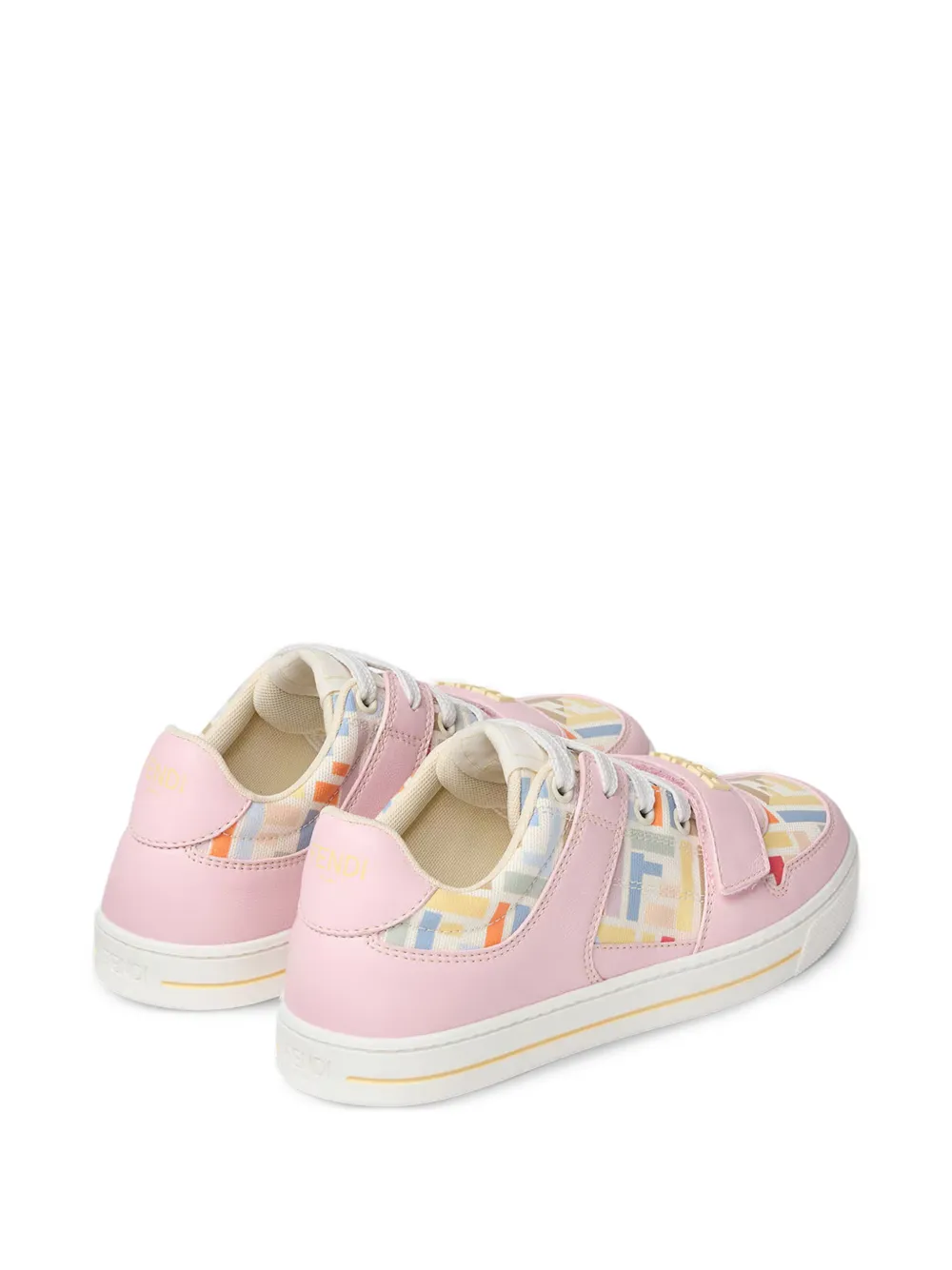 Fendi Kids Sneakers met klittenband en FF-logo Roze
