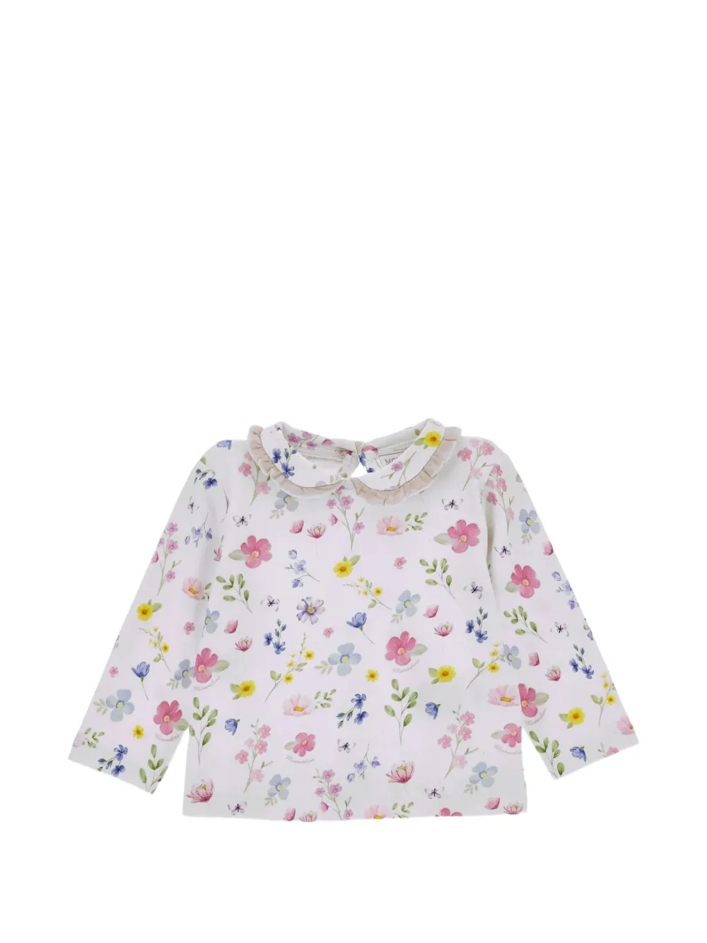 Monnalisa floral-print ruffled T-shirt - Bianco