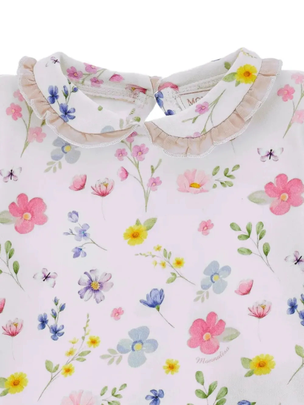 Monnalisa T-shirt met bloemenprint en ruches Wit