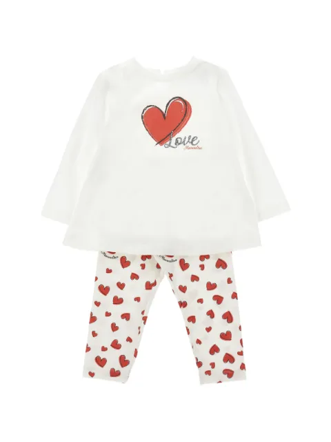 Monnalisa heart-print rhinestone-embellished track pants