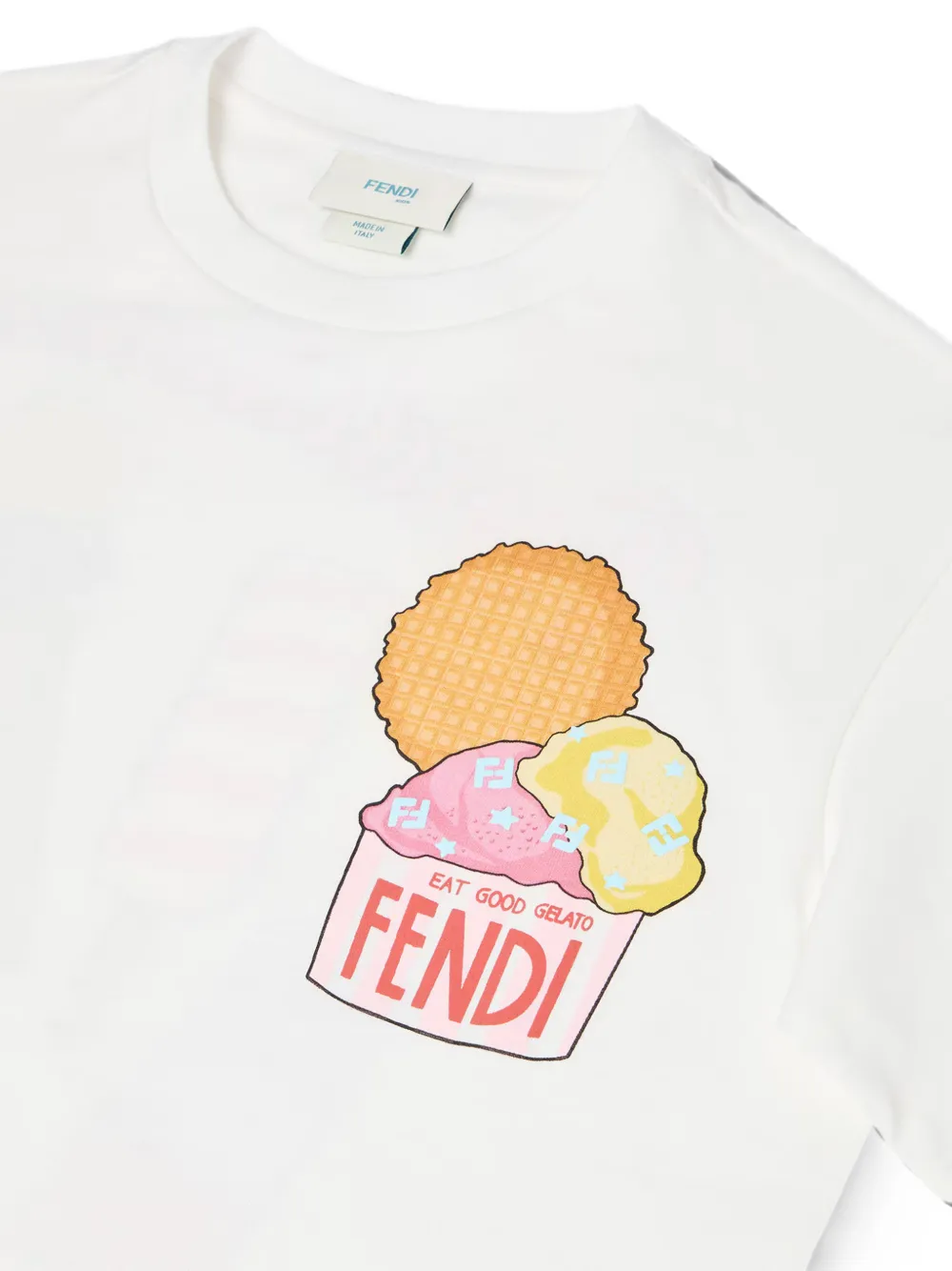 Fendi Kids Fendilicious T-shirt met grafische print Wit
