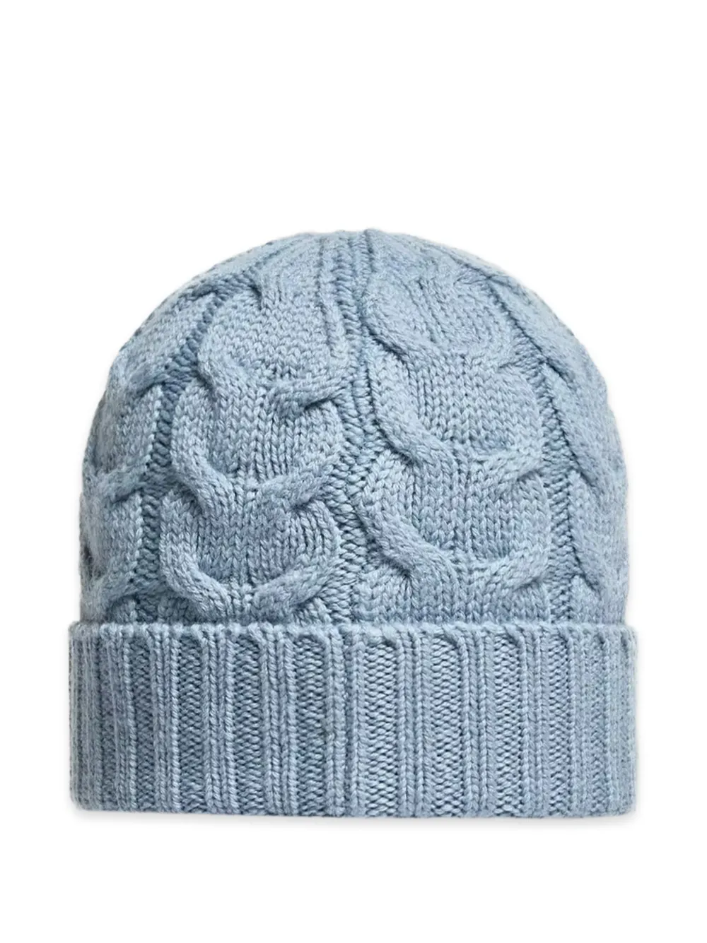 Moncler Enfant Kabelgebreide muts met logo-patch Blauw