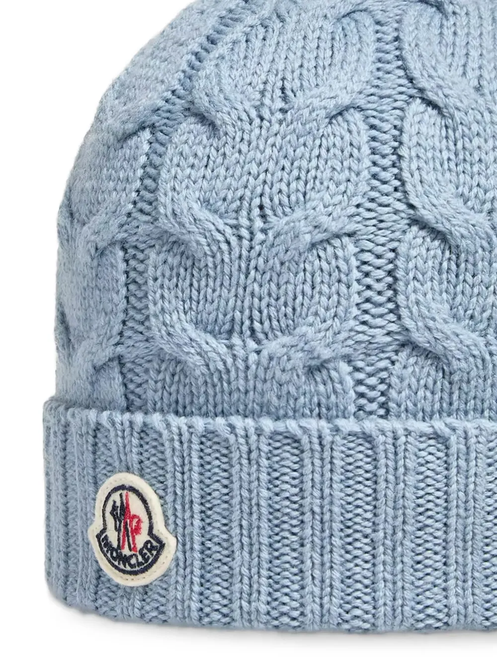 Moncler Enfant Kabelgebreide muts met logo-patch Blauw