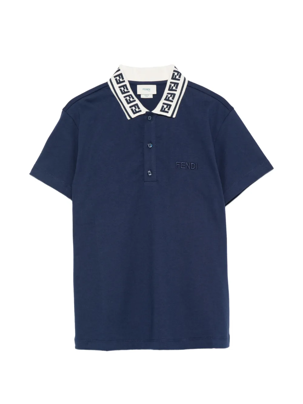 Fendi Kids FF logo-embroidered polo shirt Blauw