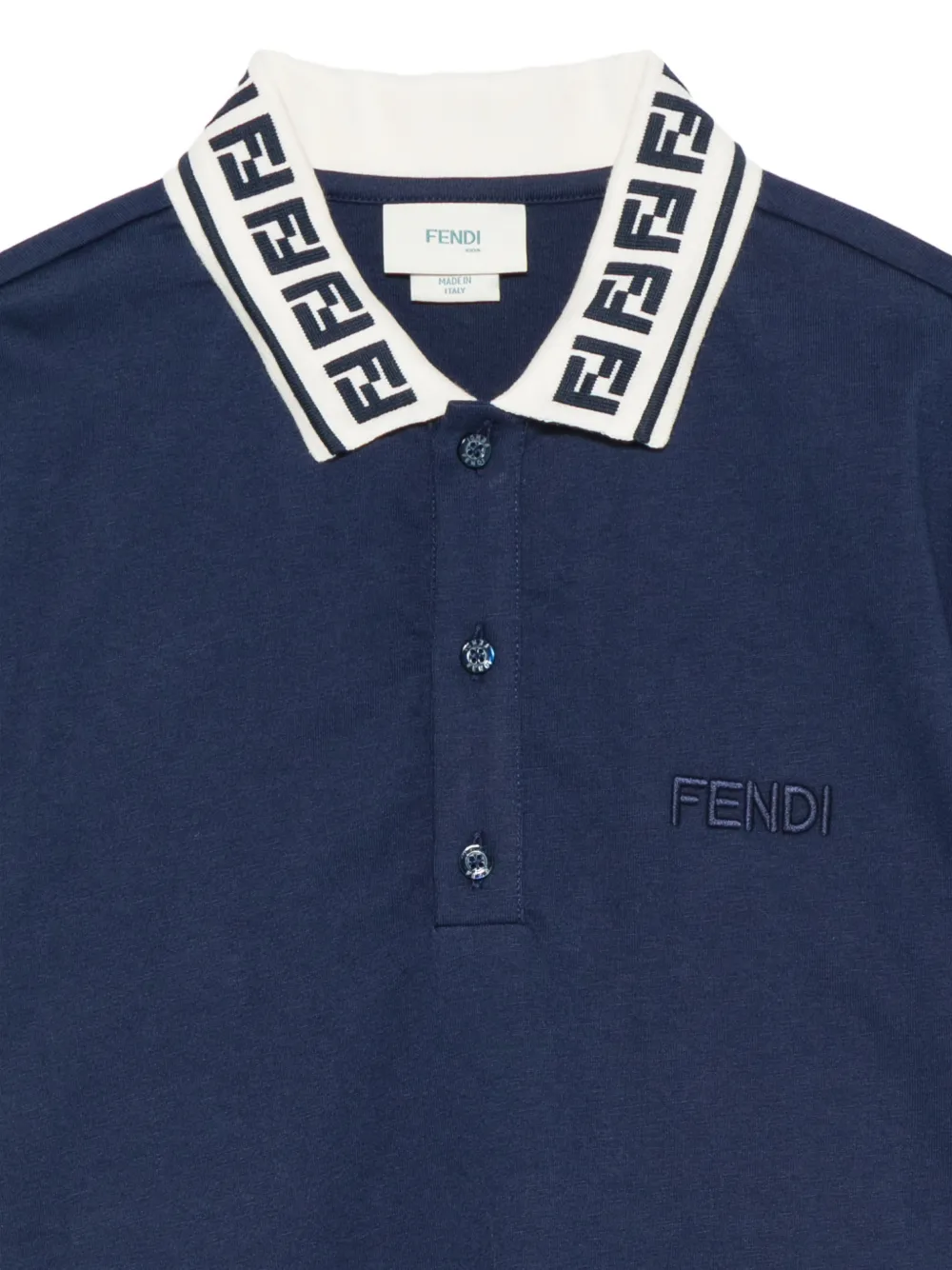 Fendi Kids FF logo-embroidered polo shirt Blauw