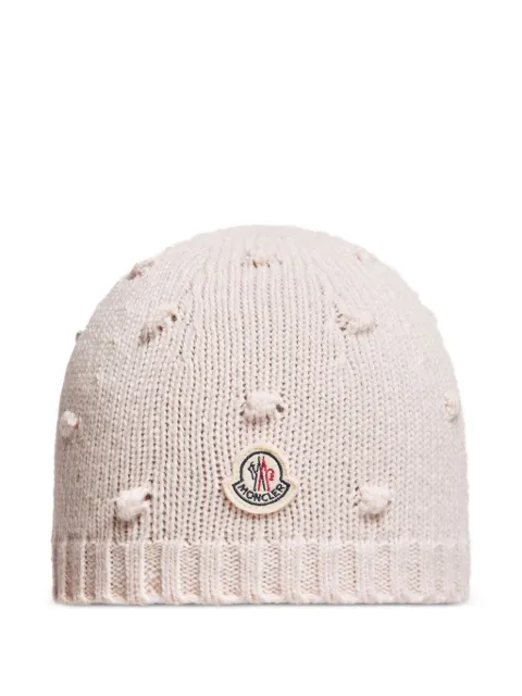 Moncler Enfant bobble-knit logo-patch beanie hat