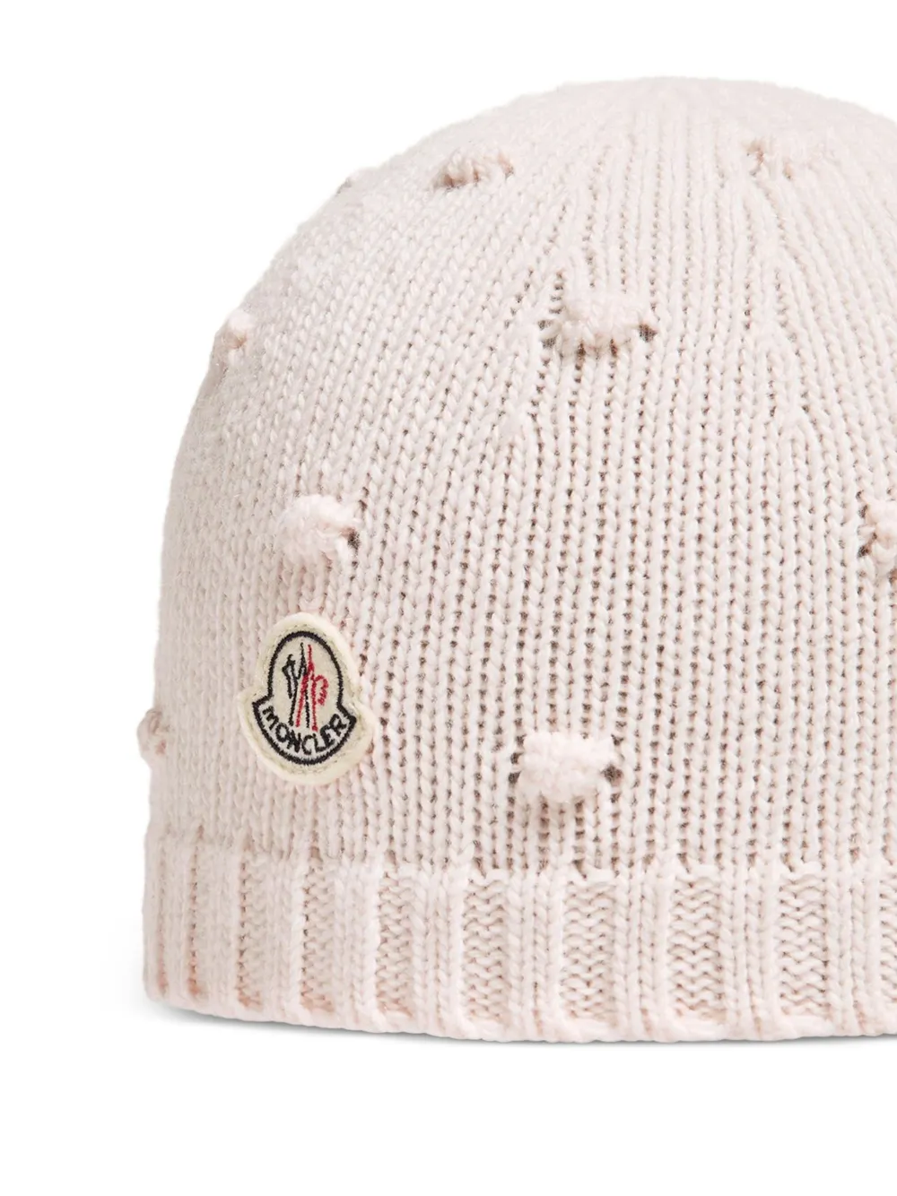 Moncler Enfant Kabelgebreide muts met logo-patch Roze