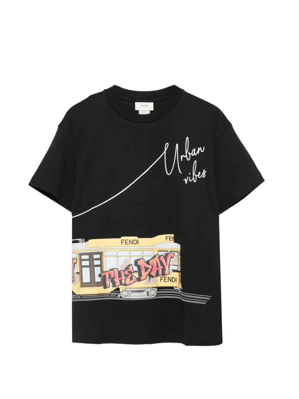 Fendi Kids t-shirt à imprimé graphique - Noir