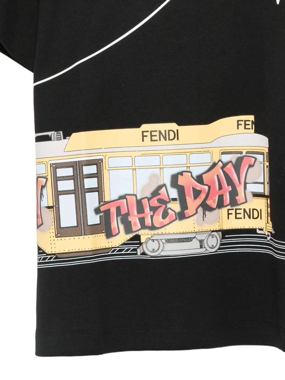 Fendi Kids T-shirt met grafische print Zwart