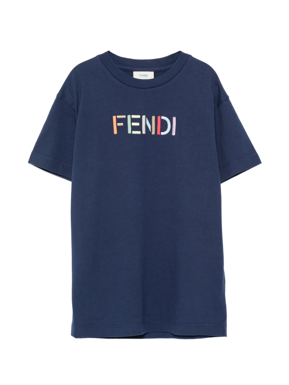 Fendi Kids embroidered-logo T-shirt - Blu
