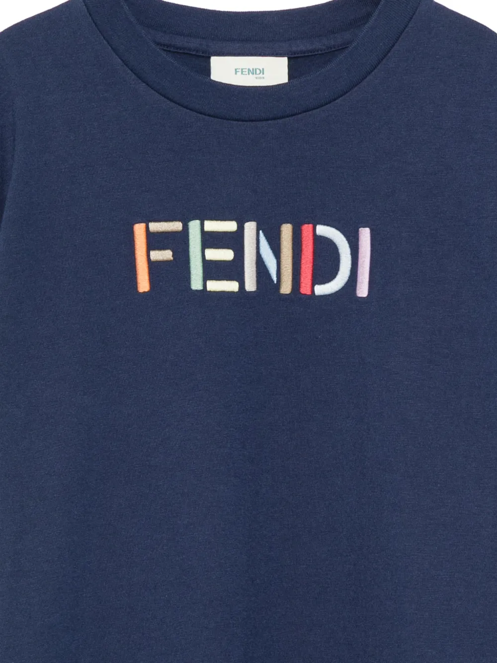 Fendi Kids T-shirt met geborduurd logo Blauw
