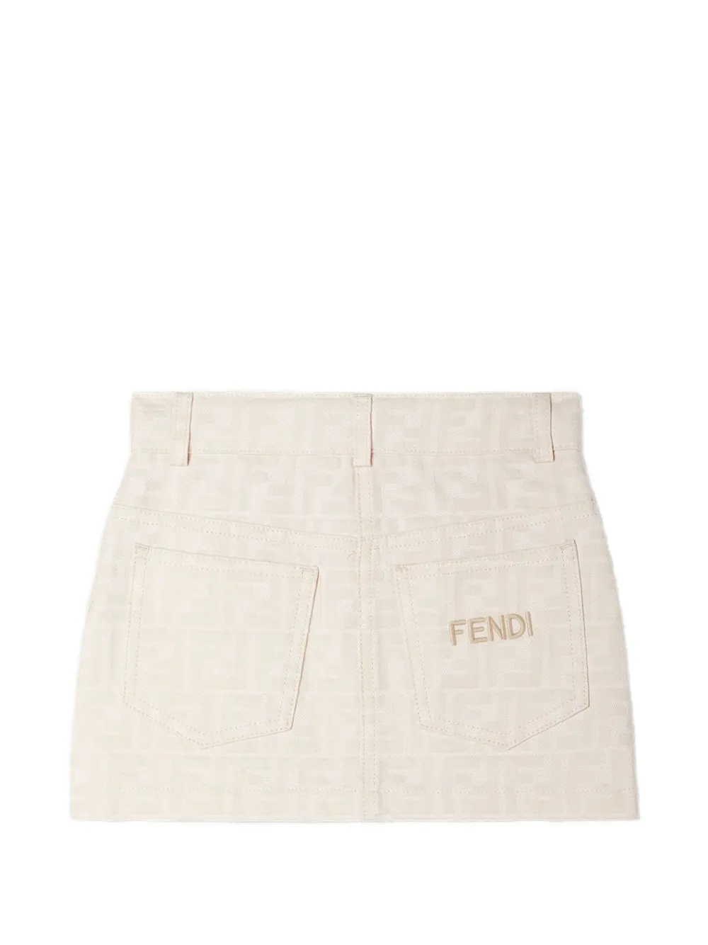 Fendi Kids Denim mini-rok met geborduurd FF-monogram Beige