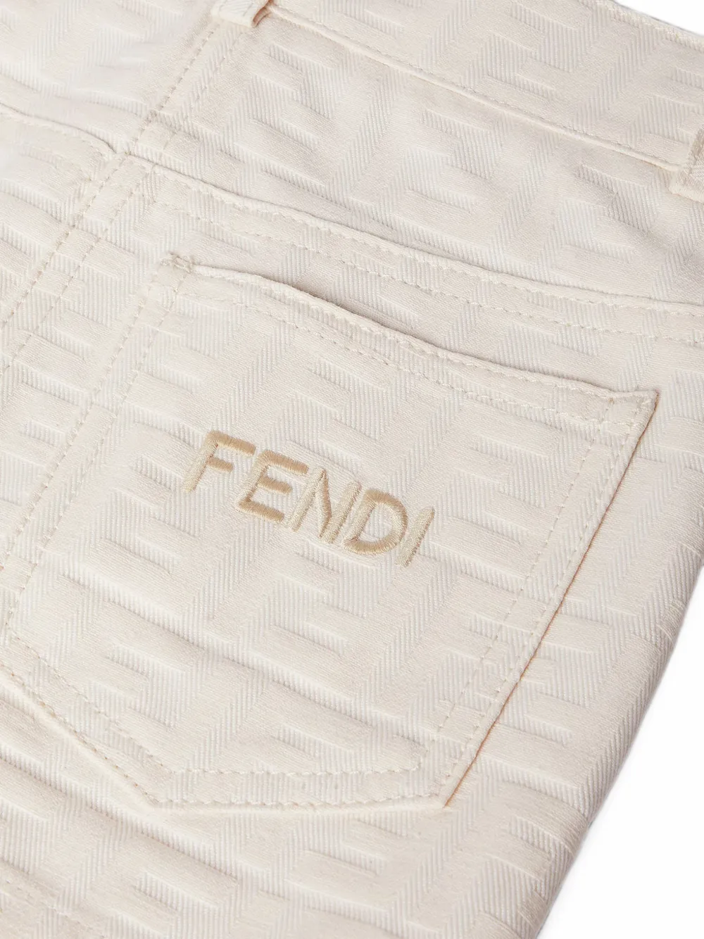 Fendi Kids Denim mini-rok met geborduurd FF-monogram Beige