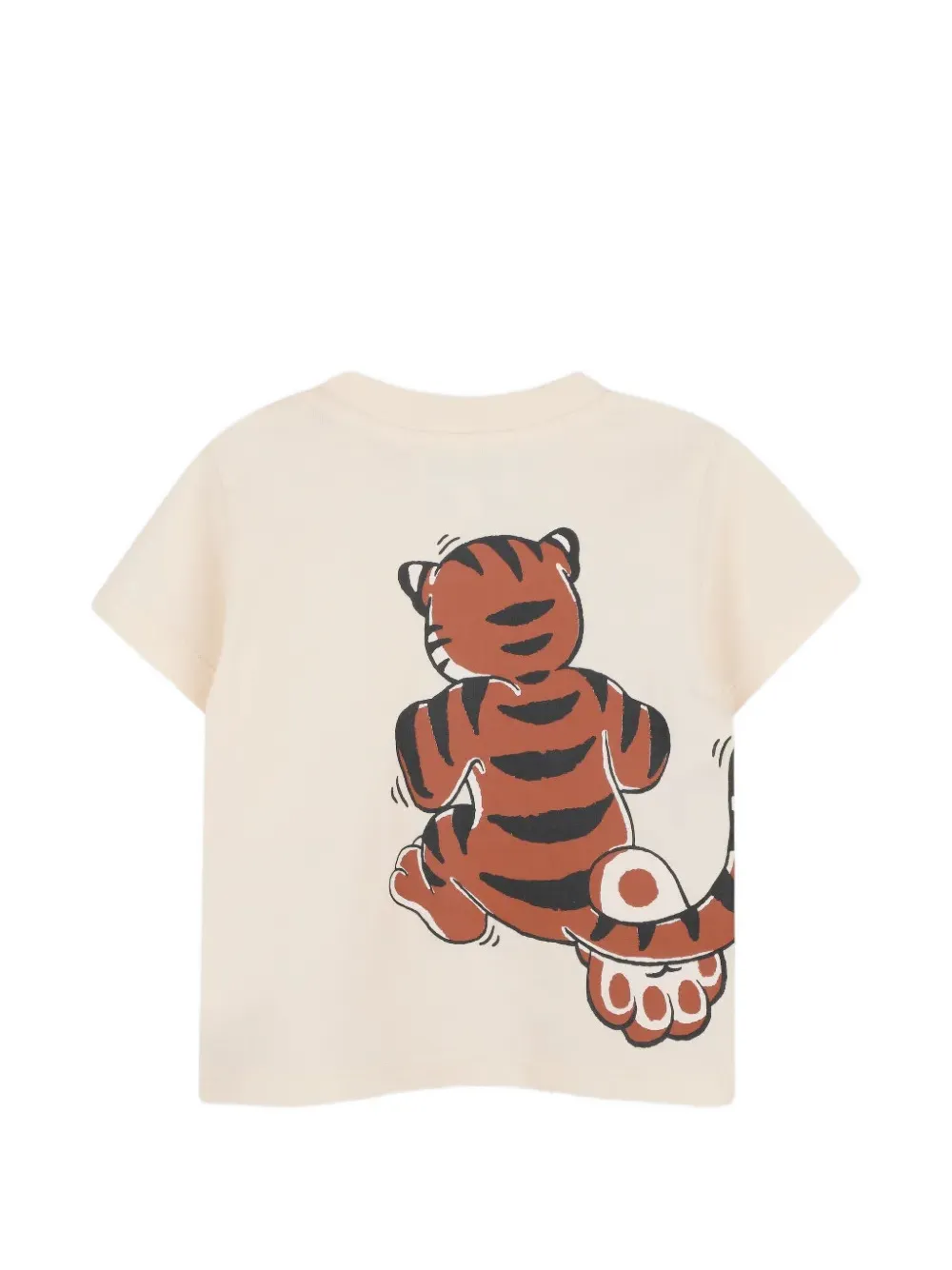 Kenzo Tiger-print Shoulder-button T-shirt In Neutral