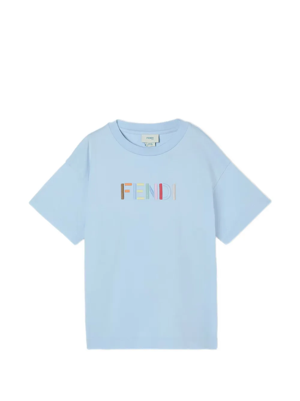 Fendi Kids logo-embroidered T-shirt - Blu