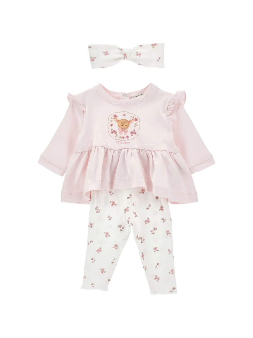 Monnalisa deer-print ruffled-trim set - Rosa
