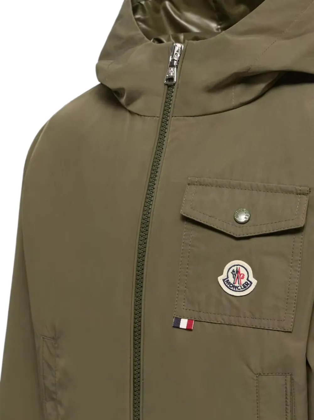 Moncler Enfant Xavian jack met capuchon Groen