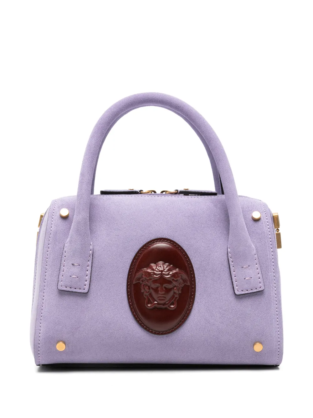 Versace Kleiner Boston Medusa Tote Bag mit Schild - Violett