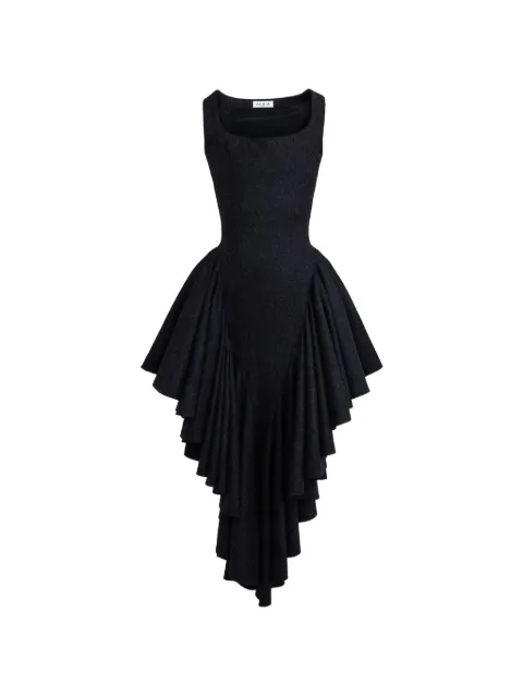 Alaïa vestido midi Triangle de lana afieltrada con volantes