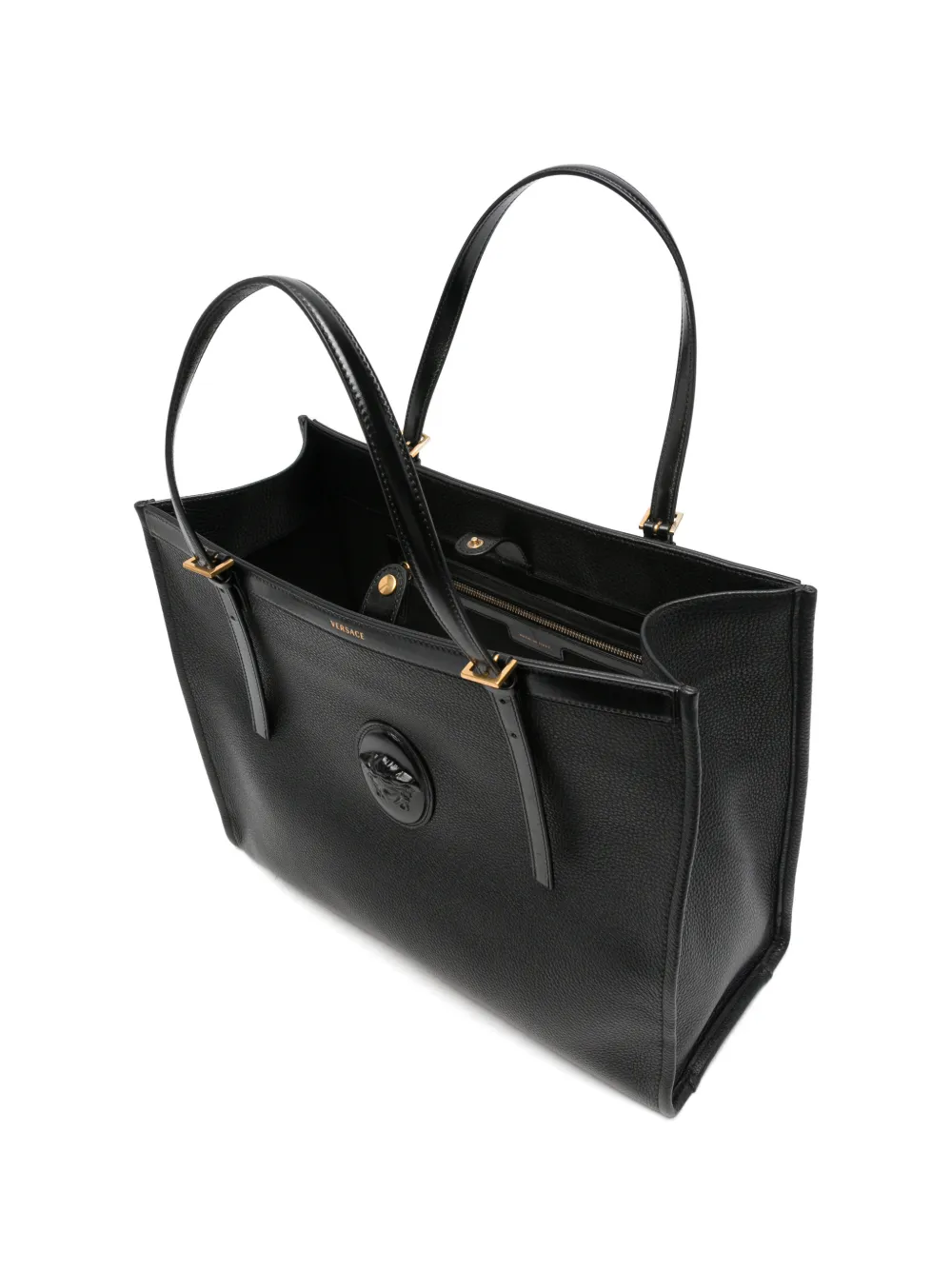 Versace Grote Rivière leren shopper Zwart