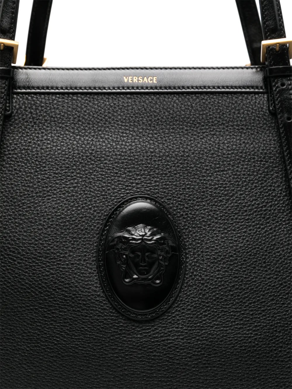 Versace Grote Rivière leren shopper Zwart