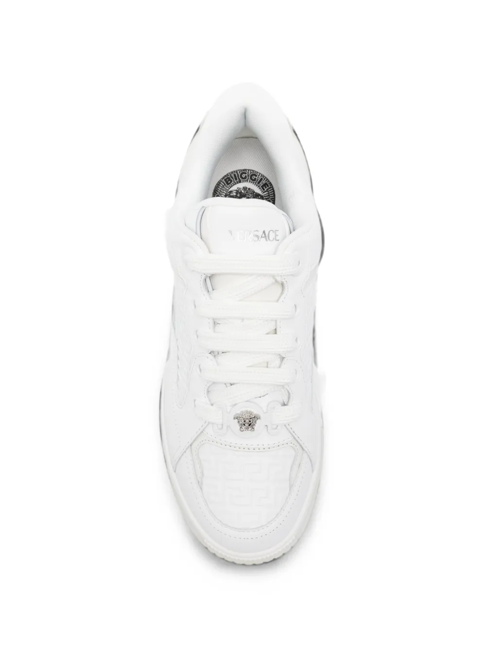 Versace Greca embossed leather sneakers Wit