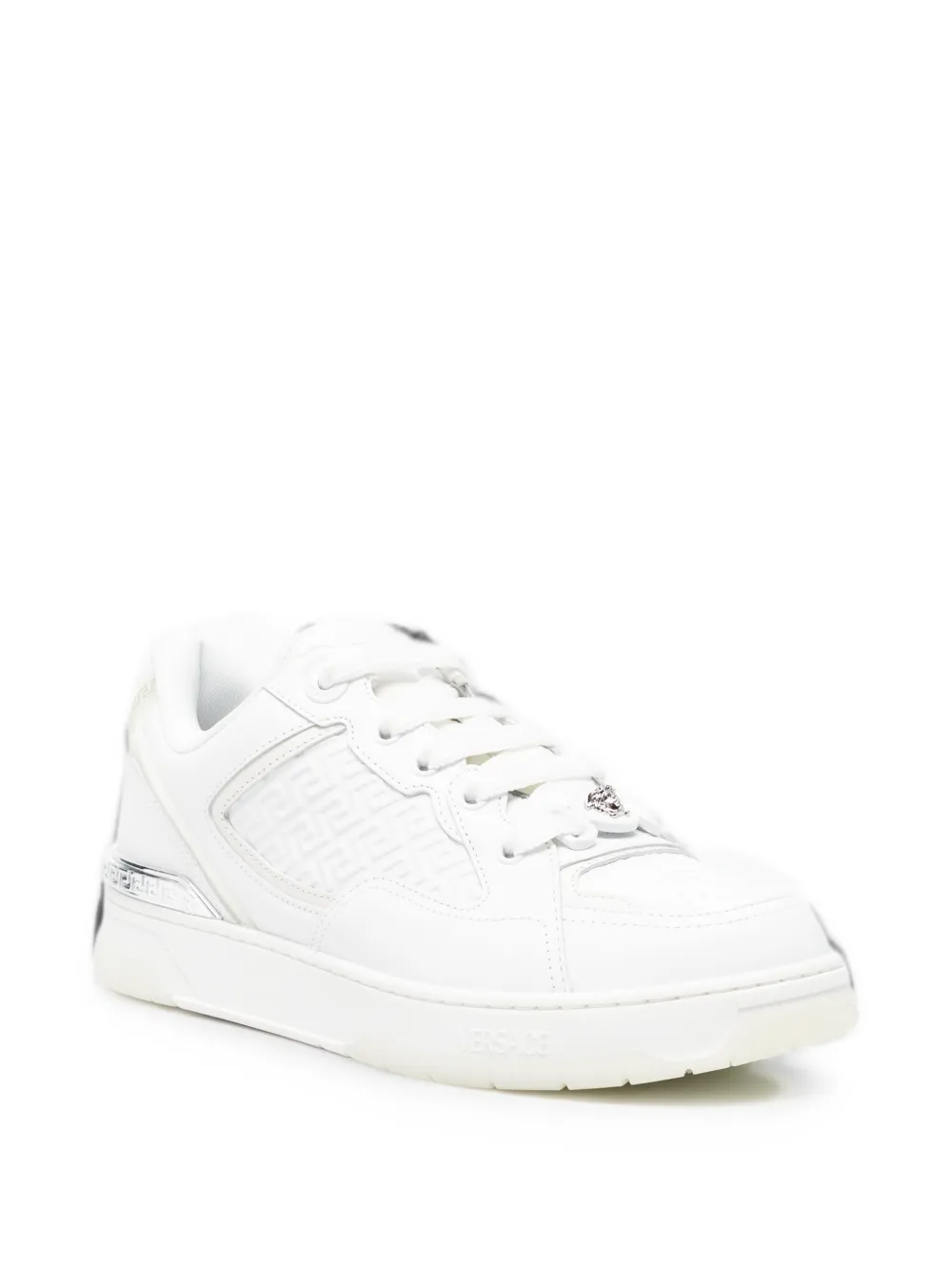 Versace Greca embossed leather sneakers Wit