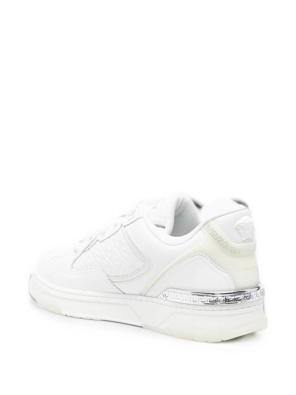 Versace Greca embossed leather sneakers Wit